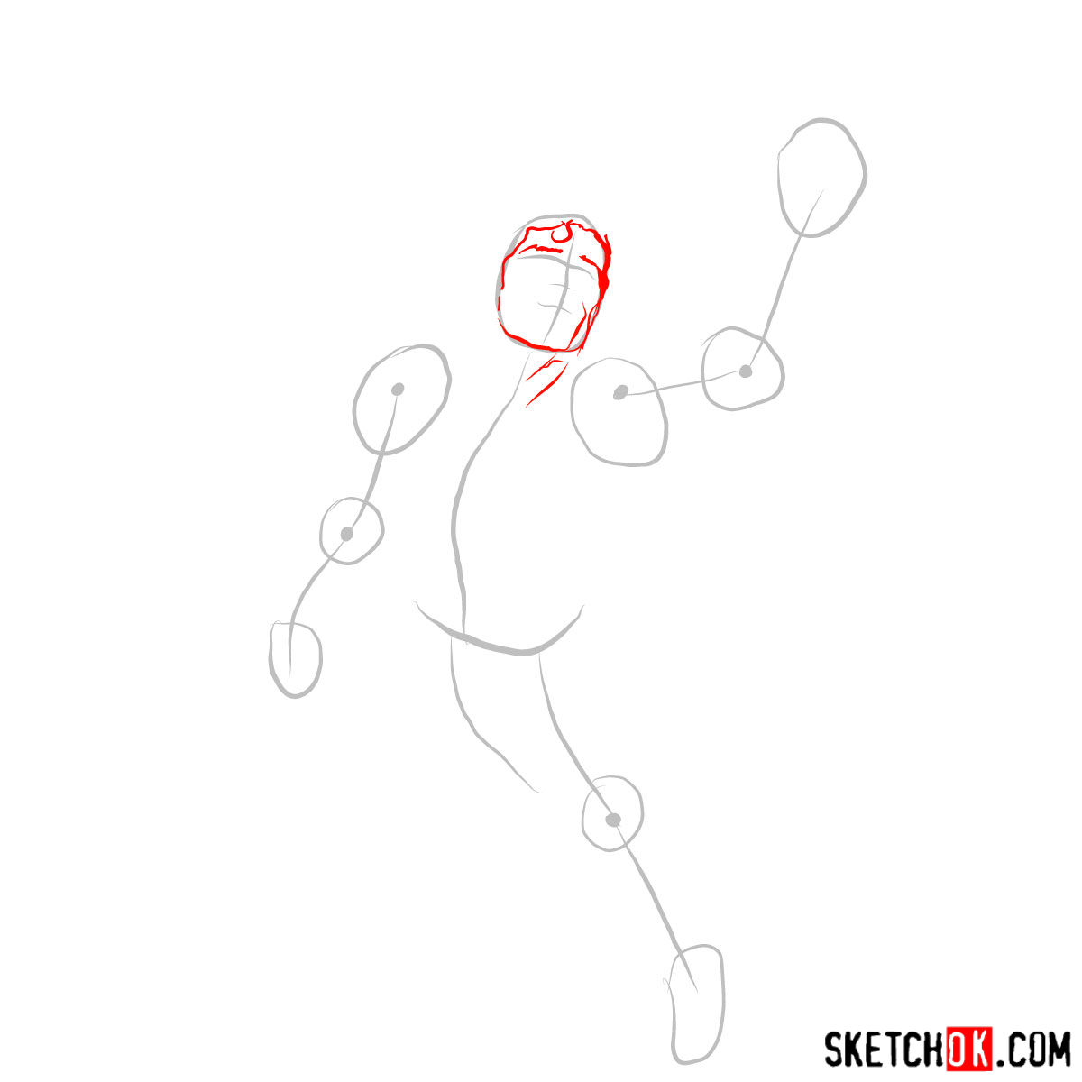 How to draw flying Superman - step 02