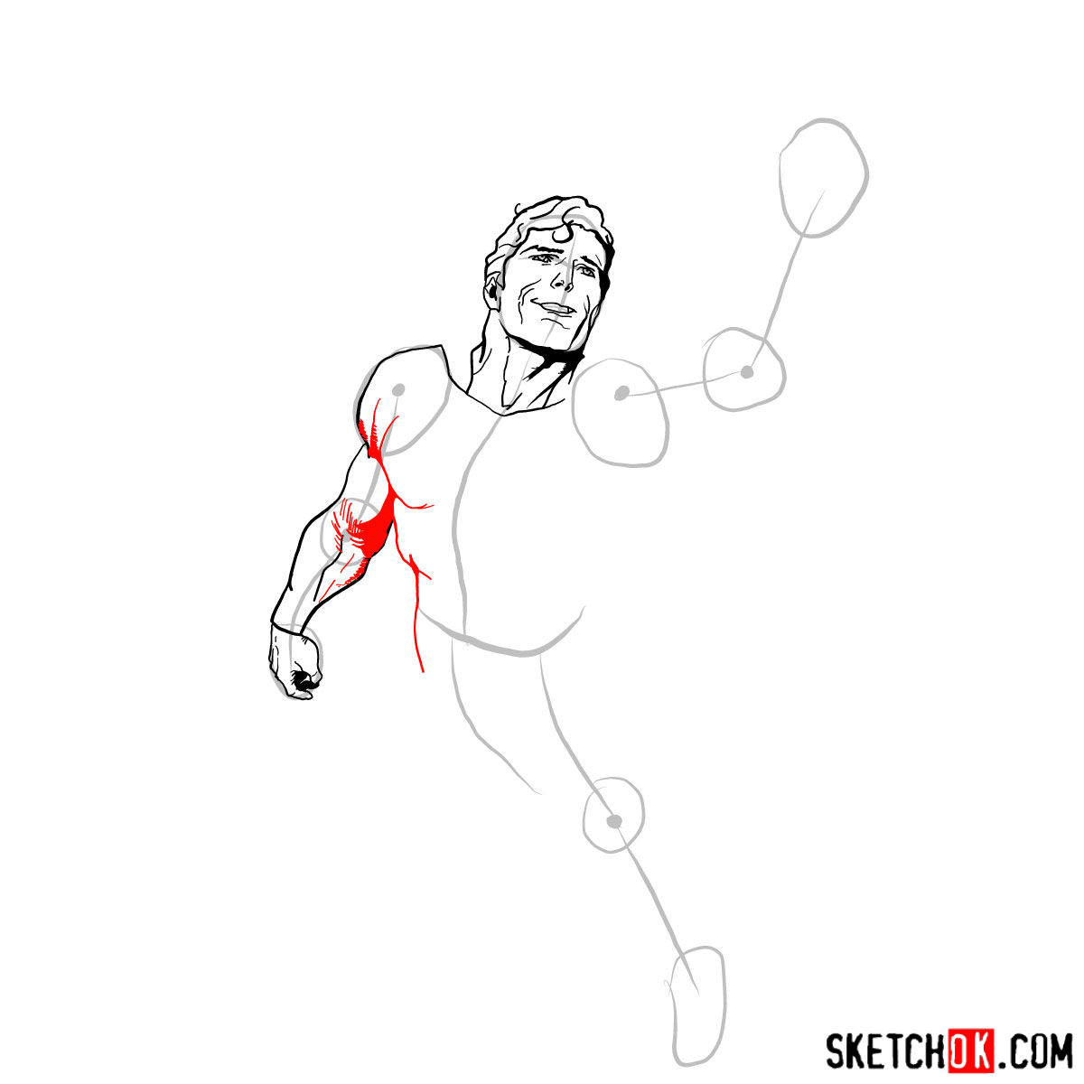 How to draw flying Superman - step 07