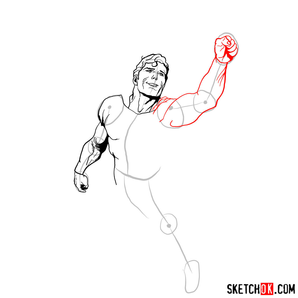 How to draw flying Superman - step 08