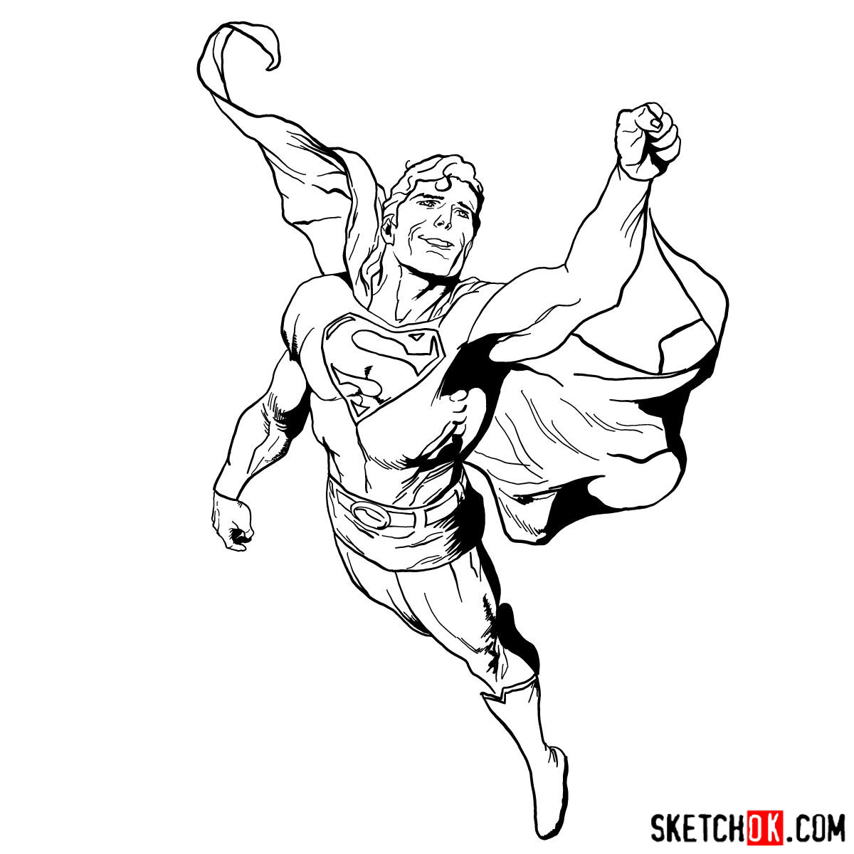 How to draw flying Superman - step 16