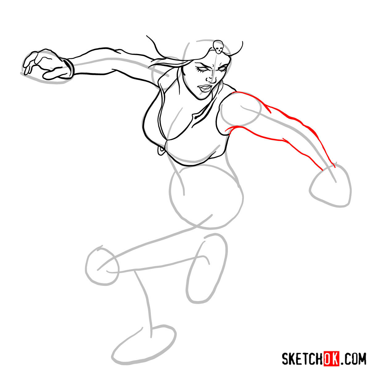 How to draw Mystique (Raven Darkhölme) from Marvel X-Men comics - step 08