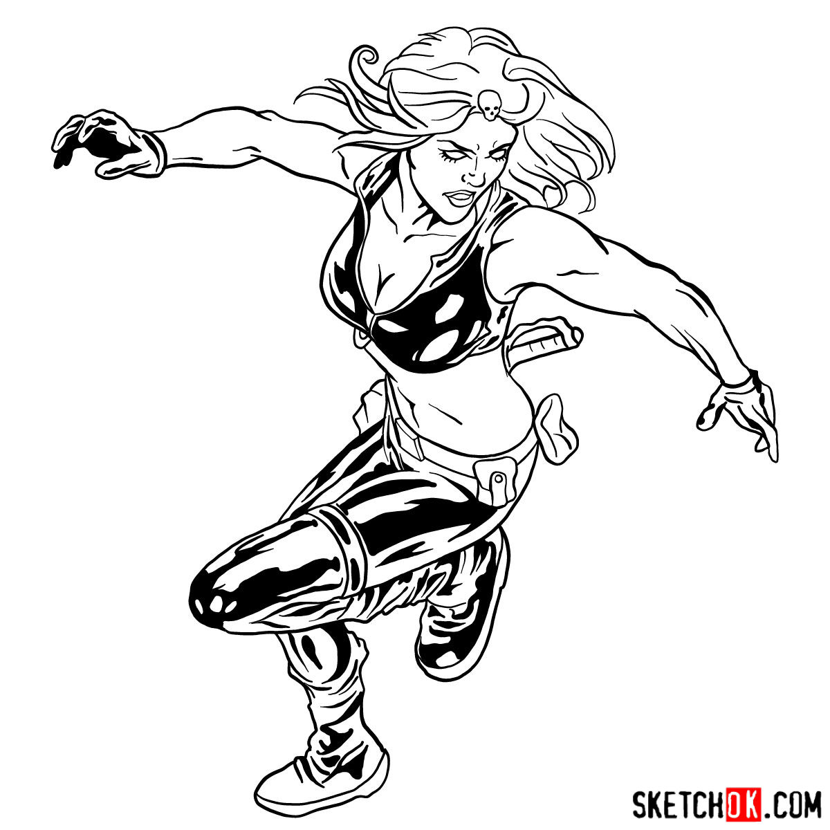 How to draw Mystique (Raven Darkhölme) from Marvel X-Men comics - step 20