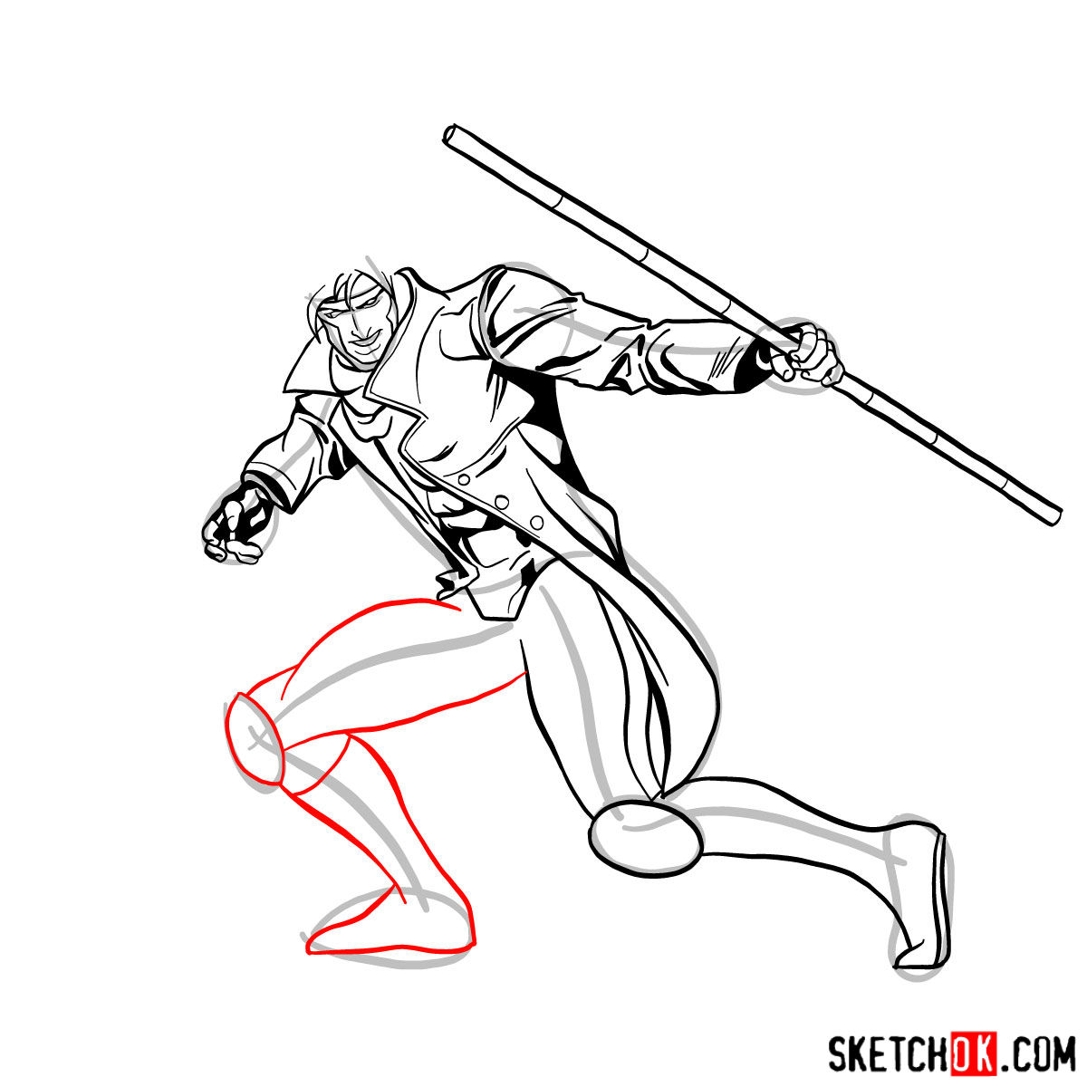 How to draw Gambit from X-Men comics - step 11