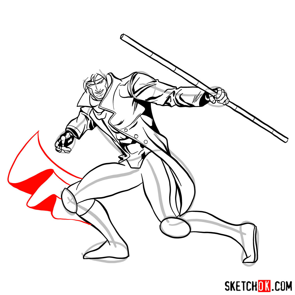 How to draw Gambit from X-Men comics - step 12