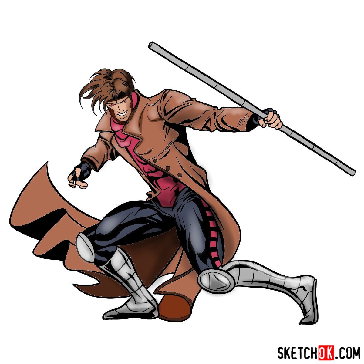 How To Draw Gambit From X Men Sketchok