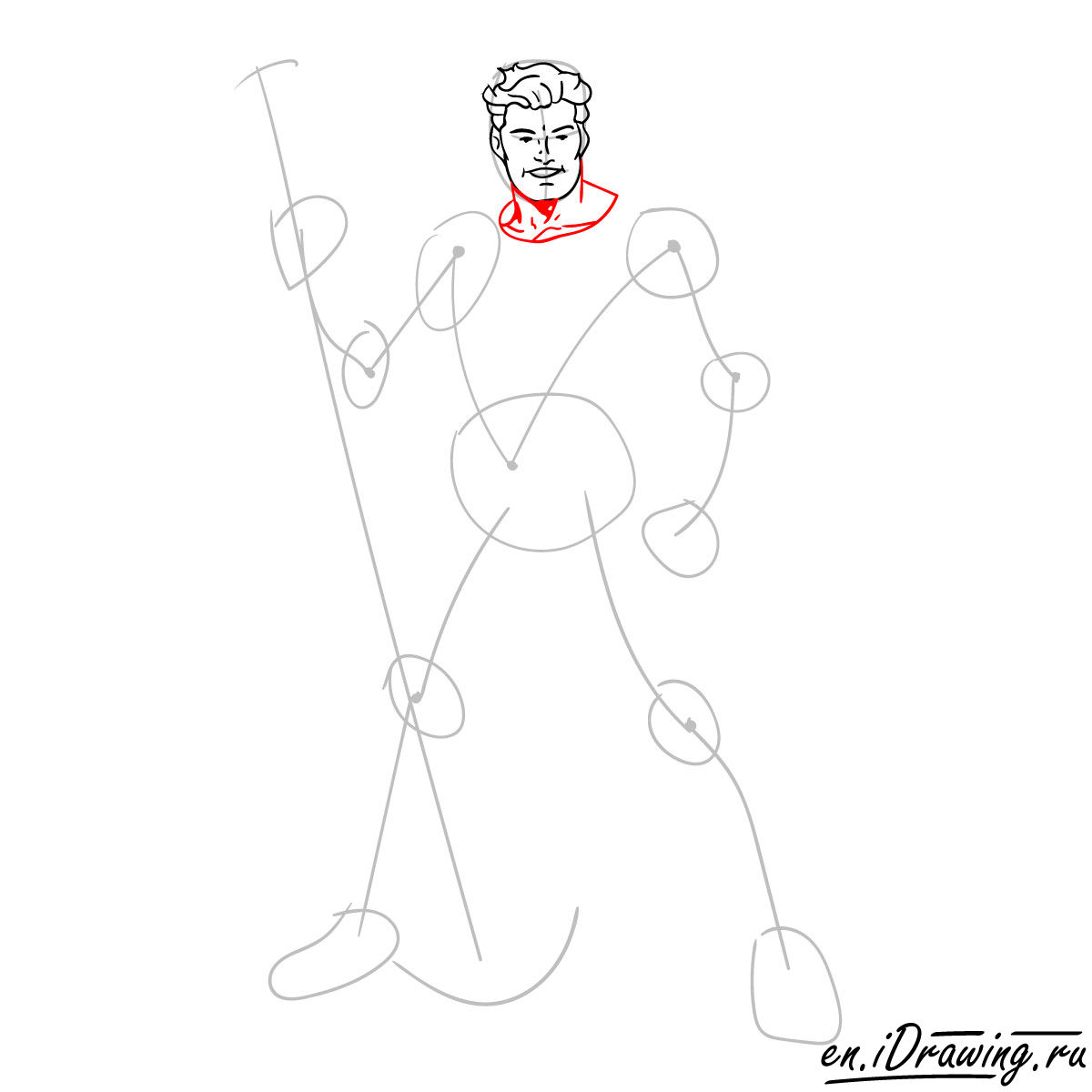 How to draw Aquaman from cartoons and comic books - step 05