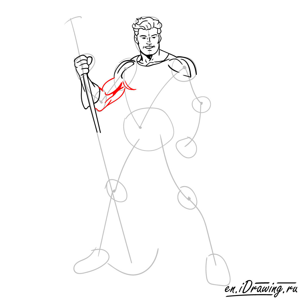 How to draw Aquaman from cartoons and comic books - step 08