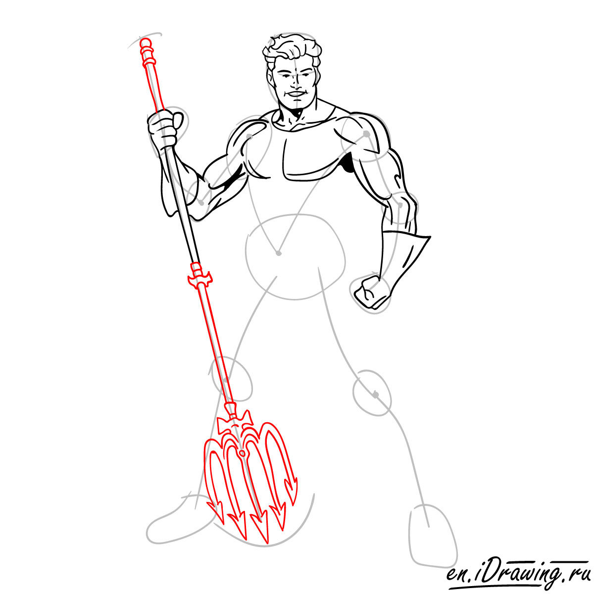 How to draw Aquaman from cartoons and comic books - step 11