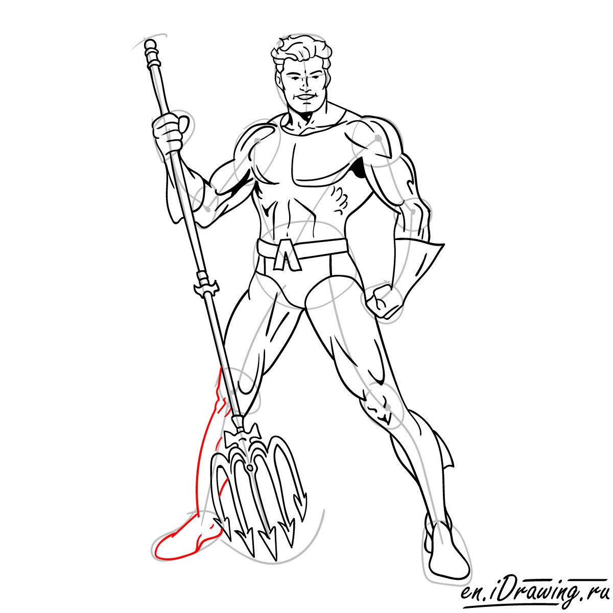 How to draw Aquaman from cartoons and comic books - step 17