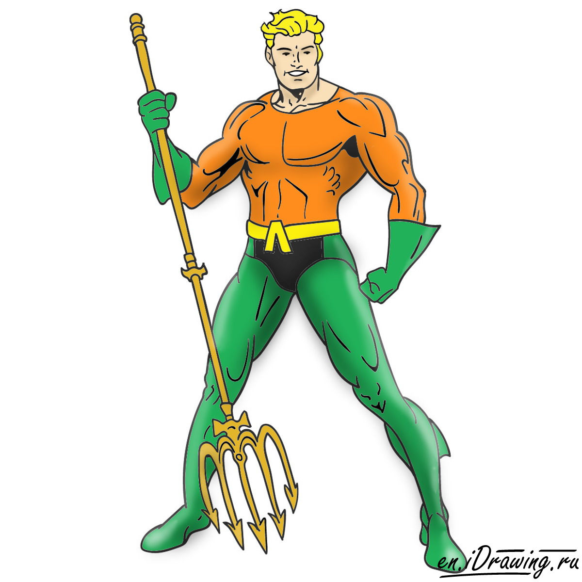 How To Draw Aquaman From Cartoons And Comic Books Sketchok Easy Drawing Guides