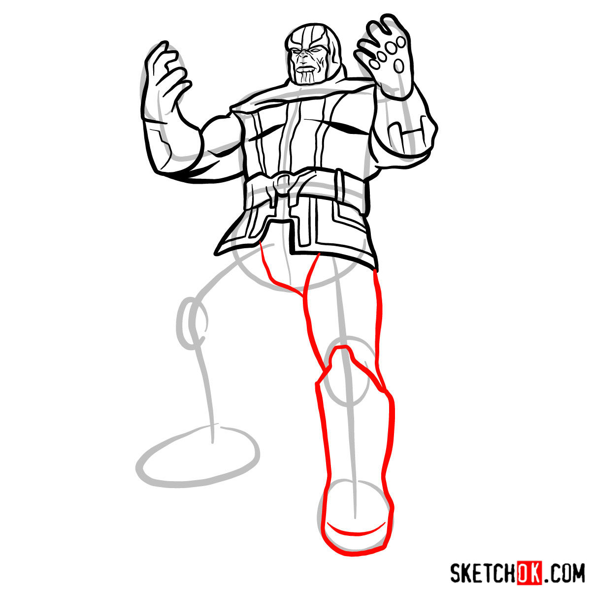 How to draw Thanos with 5 Infinity Stones - step 13