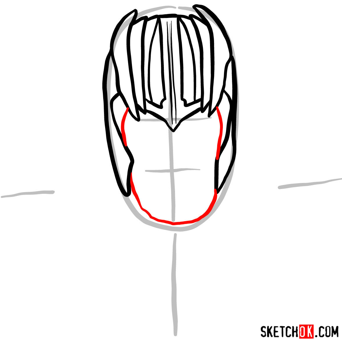 How to draw Thanos in his golden helmet - step 04