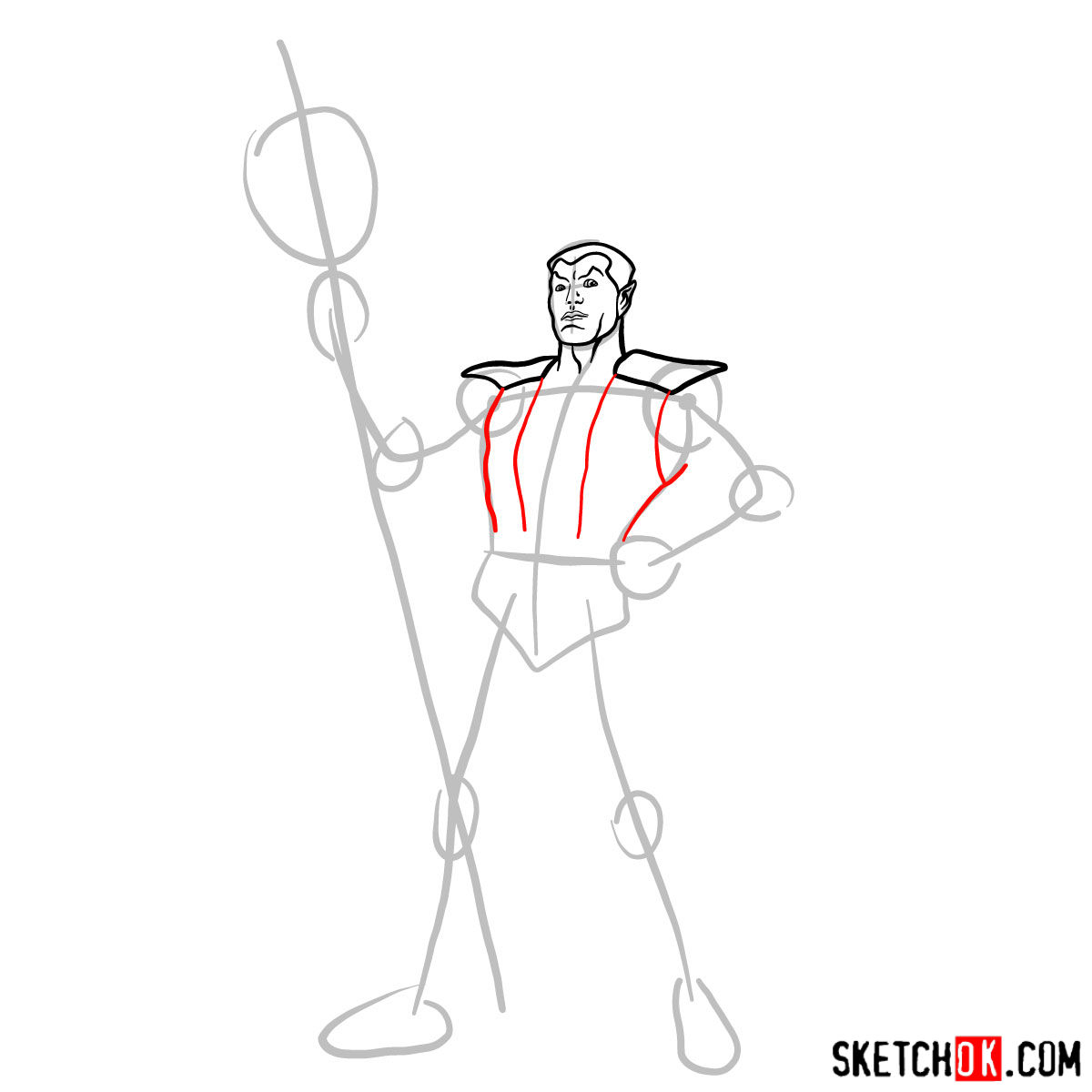 How to draw Namor the Sub-Mariner from Marvel Comics - step 05