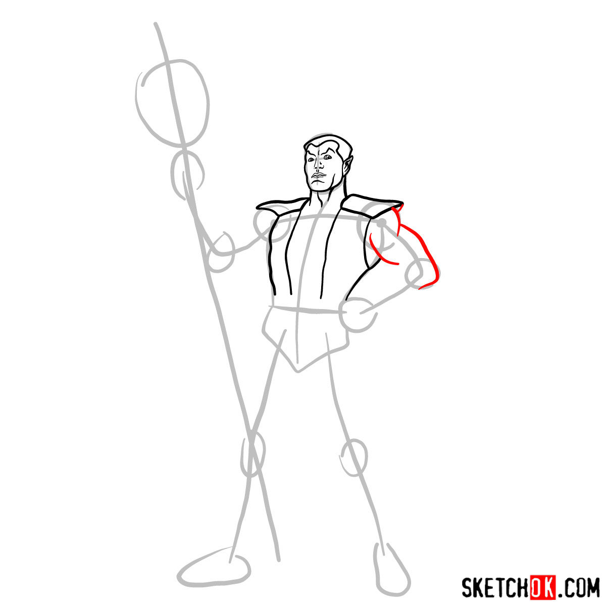 How to draw Namor the Sub-Mariner from Marvel Comics - step 06