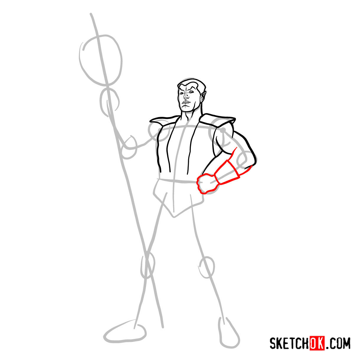 How to draw Namor the Sub-Mariner from Marvel Comics - step 07
