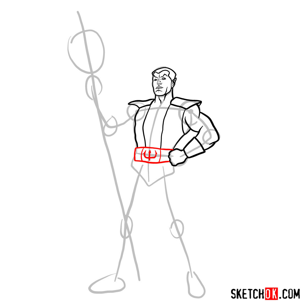 How to draw Namor the Sub-Mariner from Marvel Comics - step 08