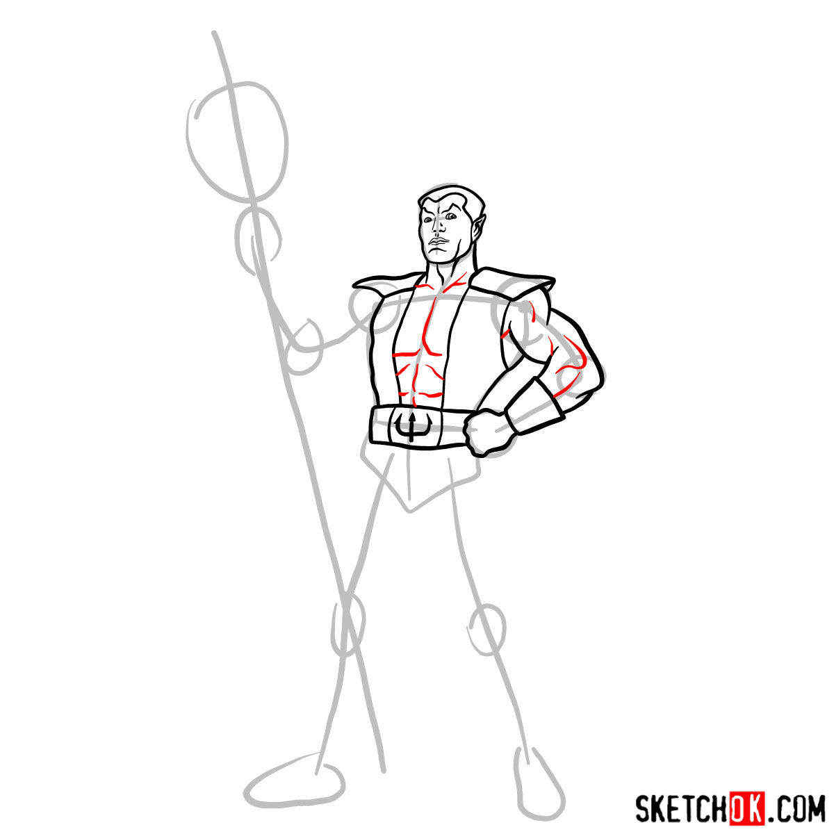 How to draw Namor the Sub-Mariner from Marvel Comics - step 09