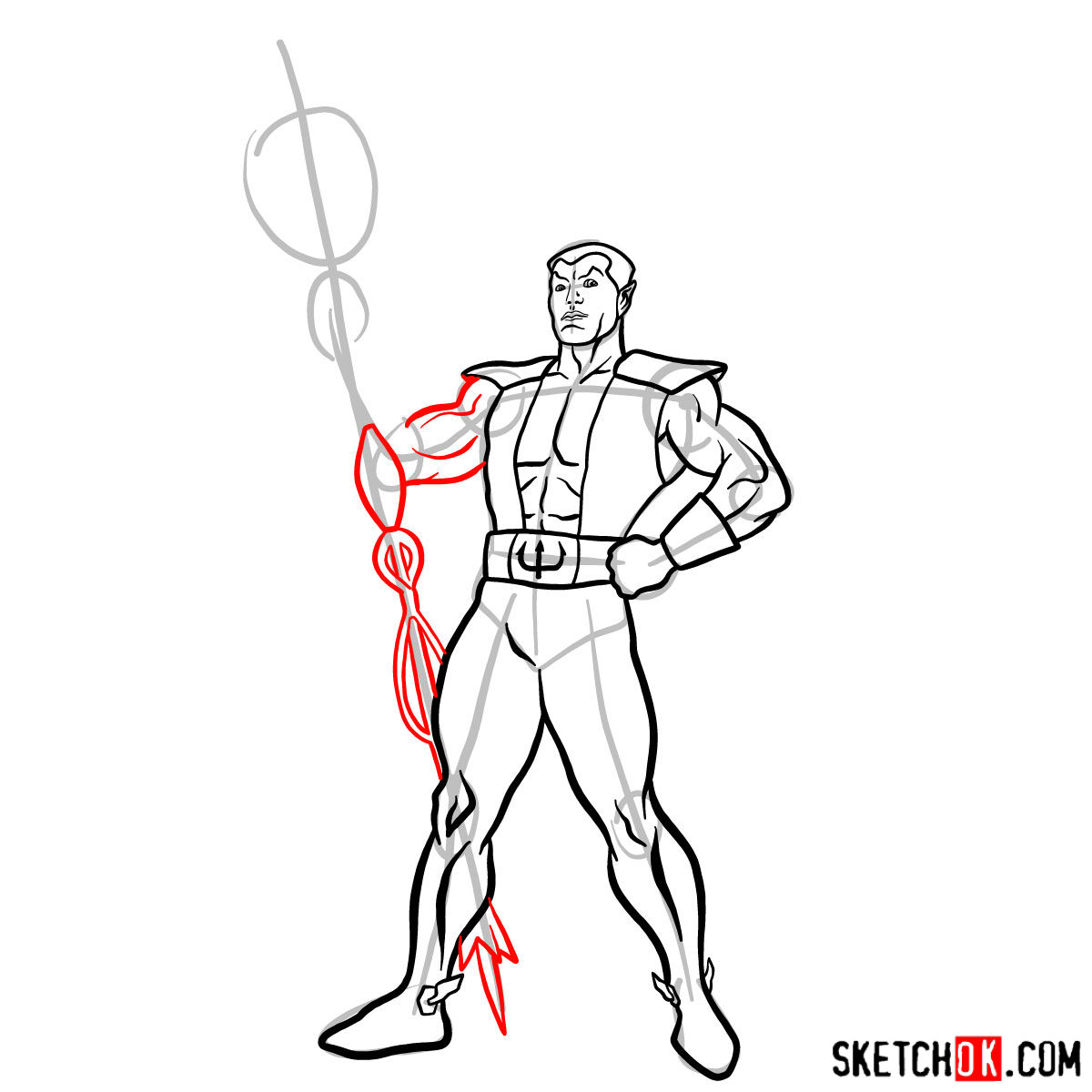 How to draw Namor the Sub-Mariner from Marvel Comics - step 13