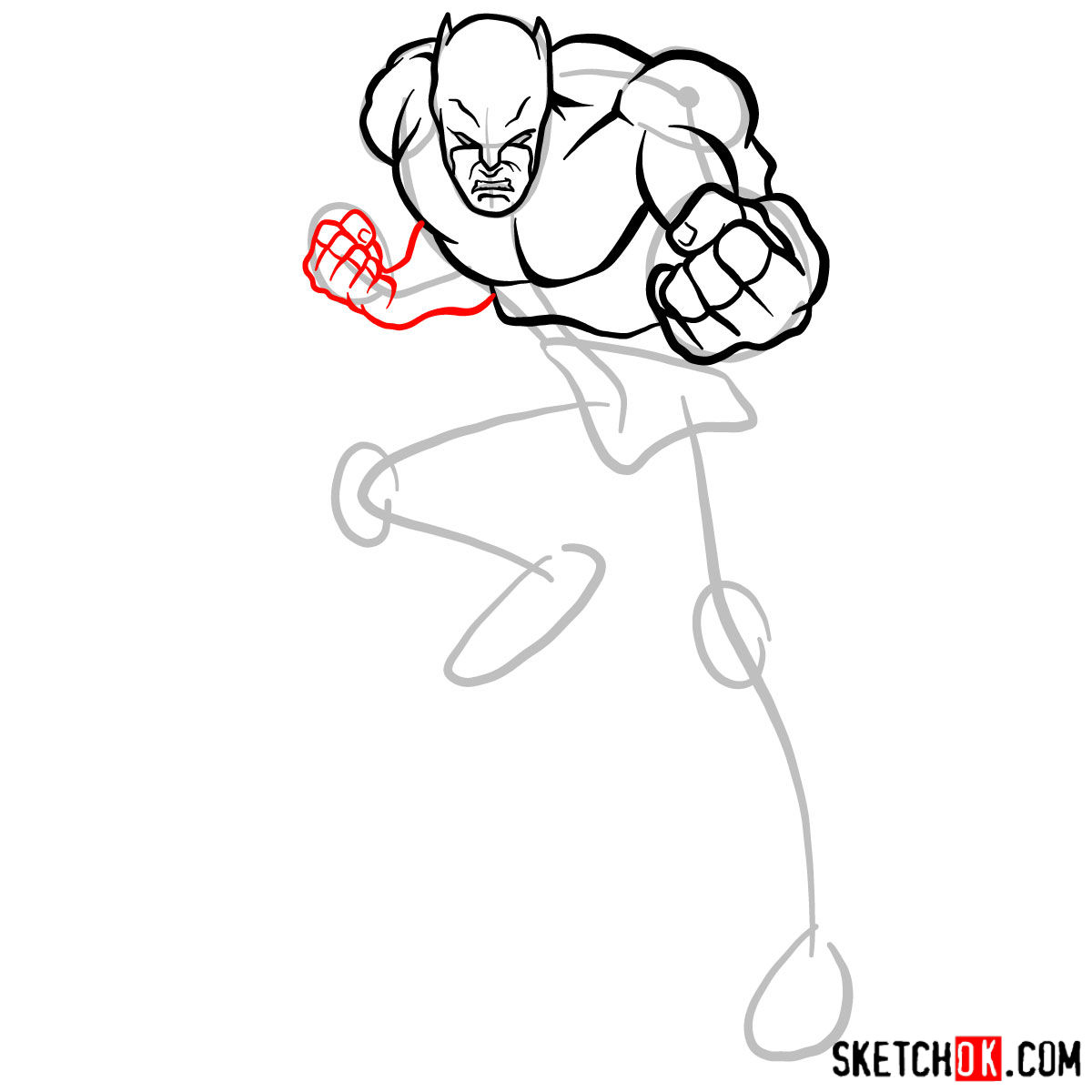 How to draw Wildcat (Ted Grant) from DC - step 08