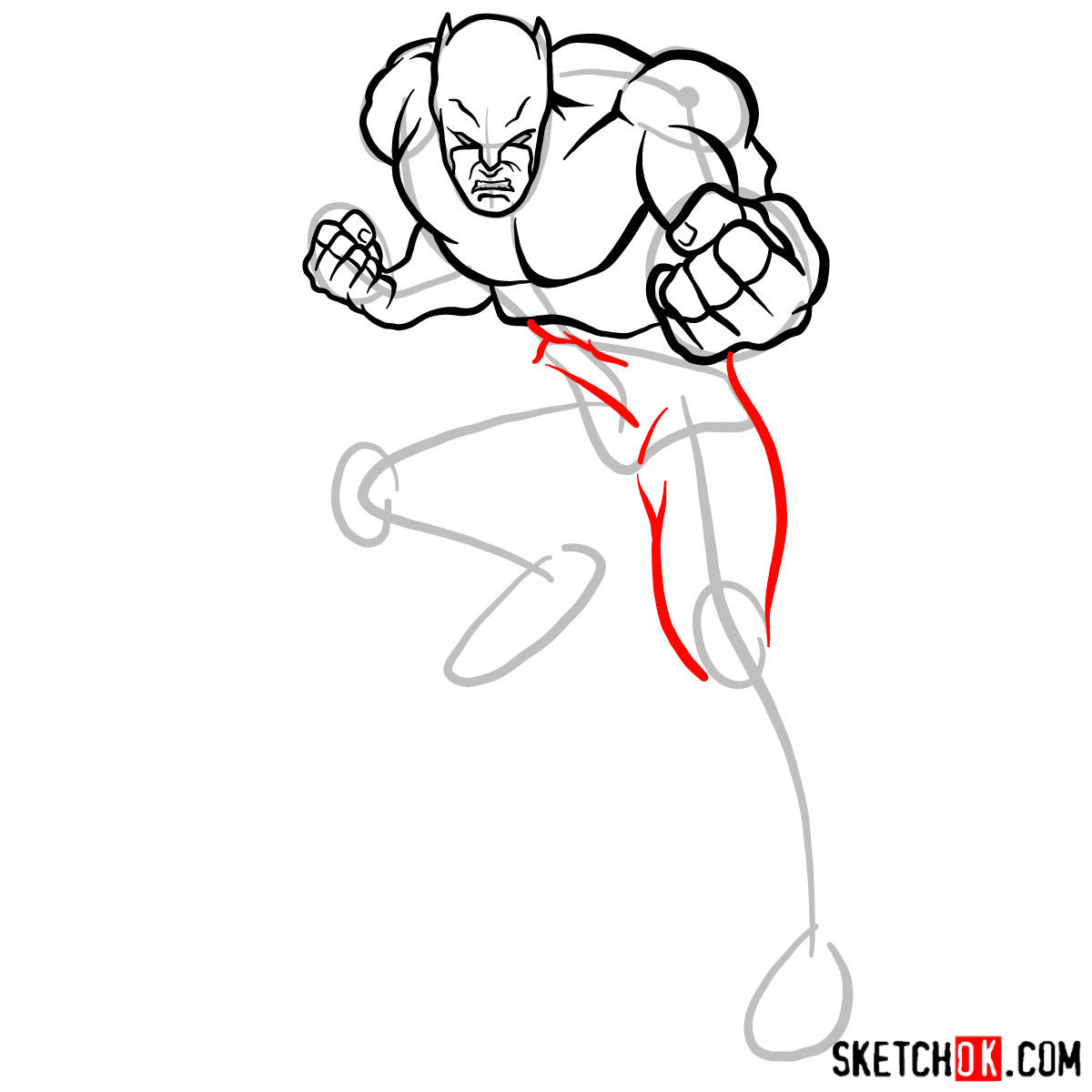 How to draw Wildcat (Ted Grant) from DC - step 09