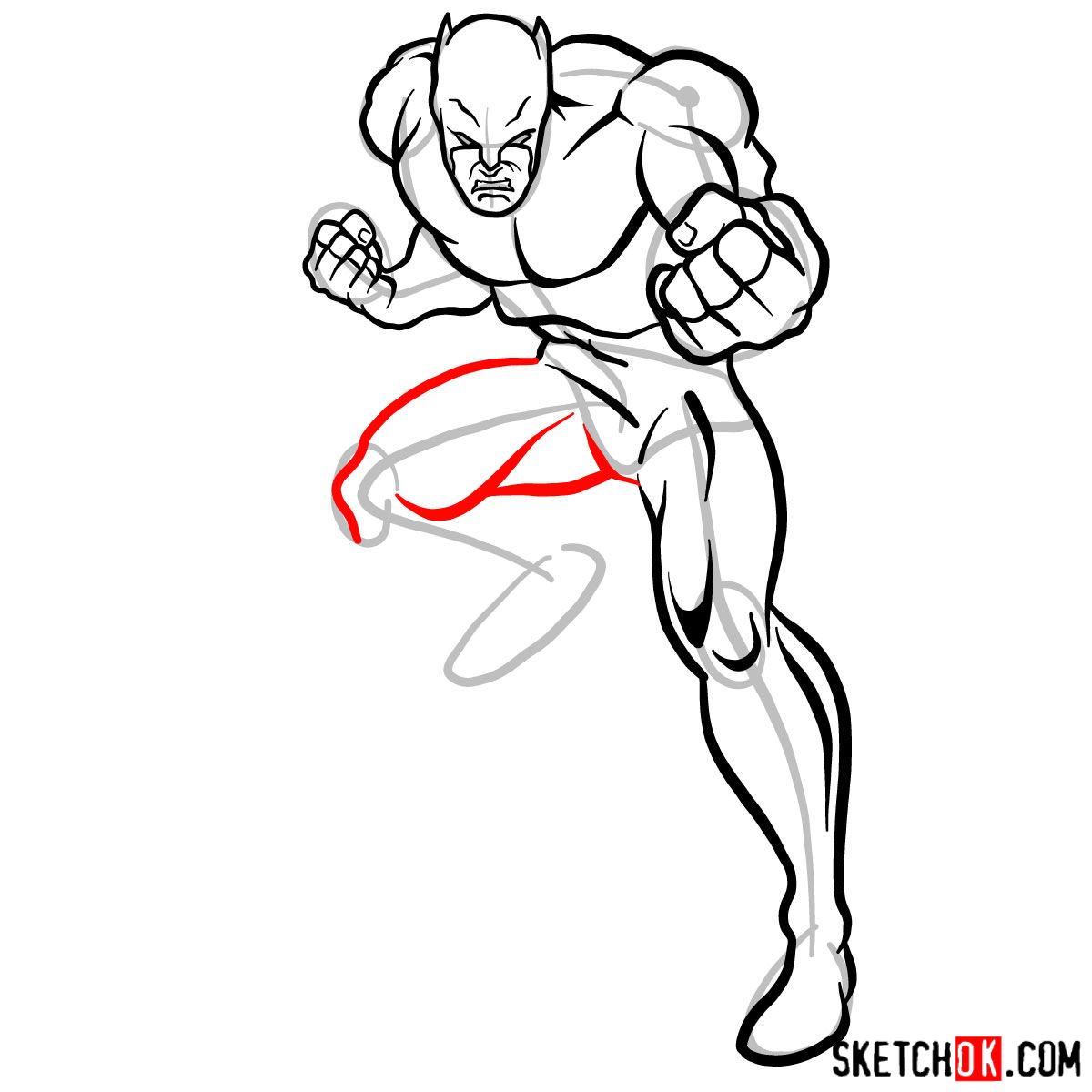 How to draw Wildcat (Ted Grant) from DC - step 11