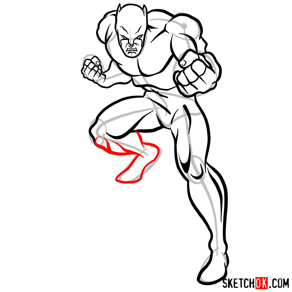 How to draw Wildcat (Ted Grant) from DC - step 12