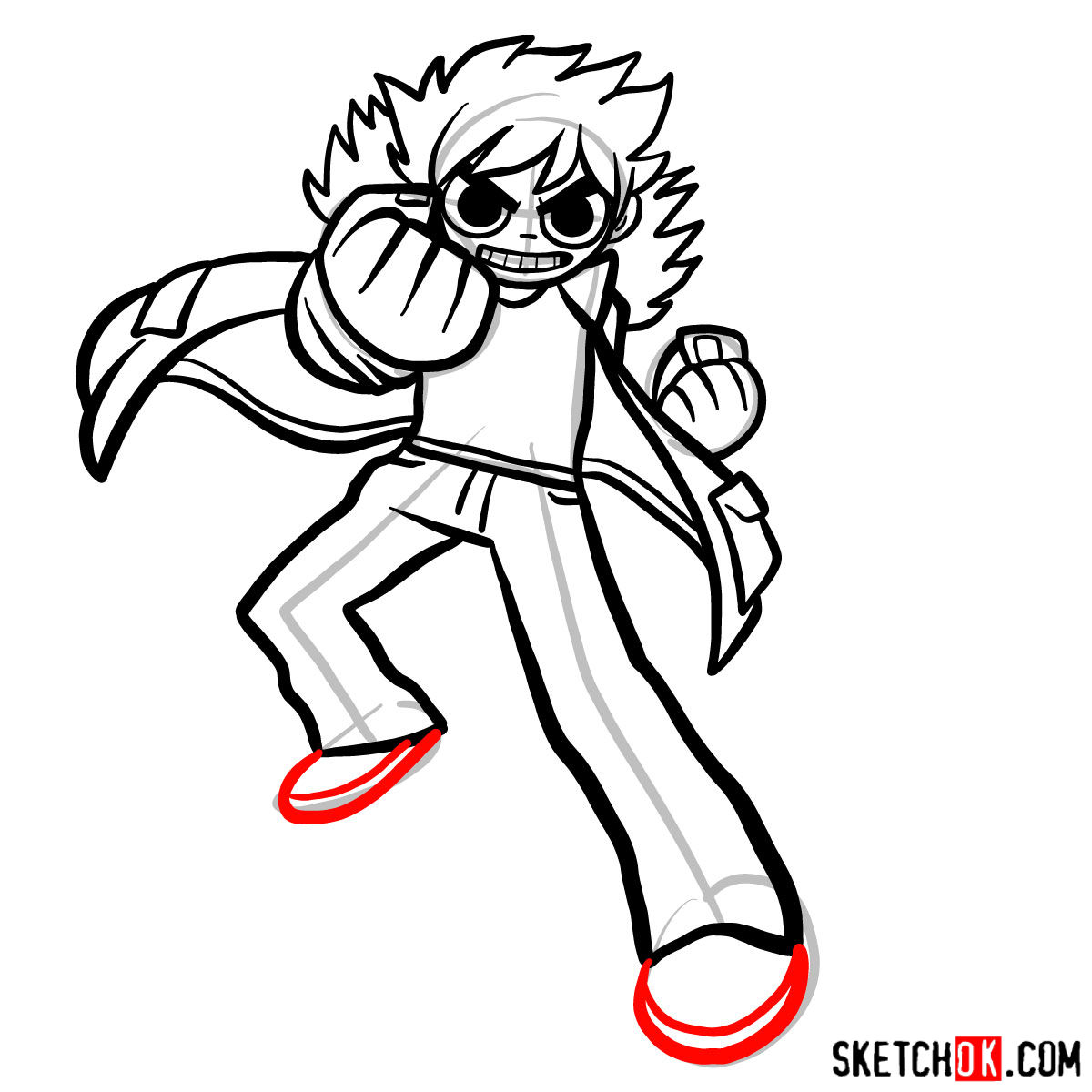 How to draw Scott Pilgrim - step 12