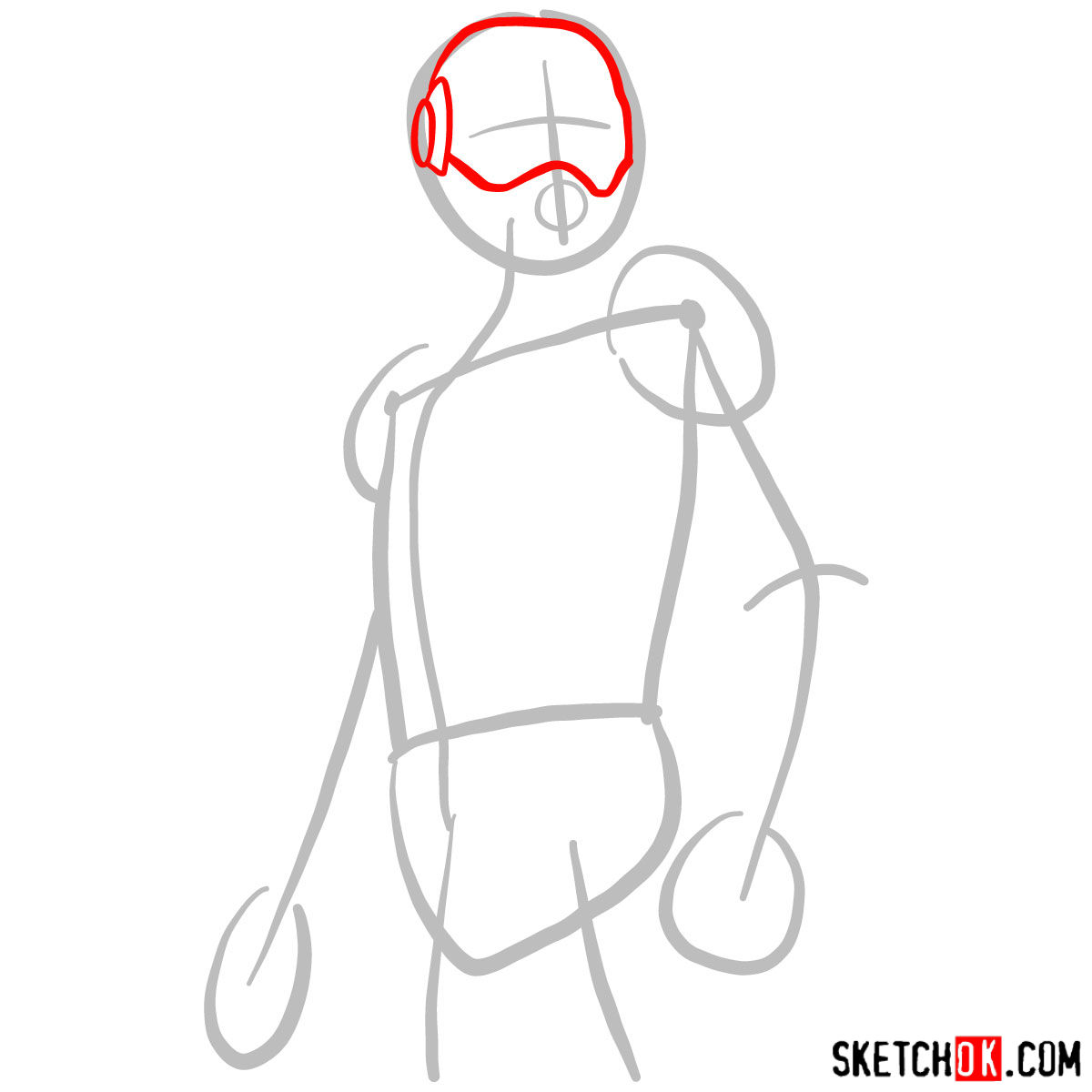 How to draw Ant-Man from 2015 film - step 02