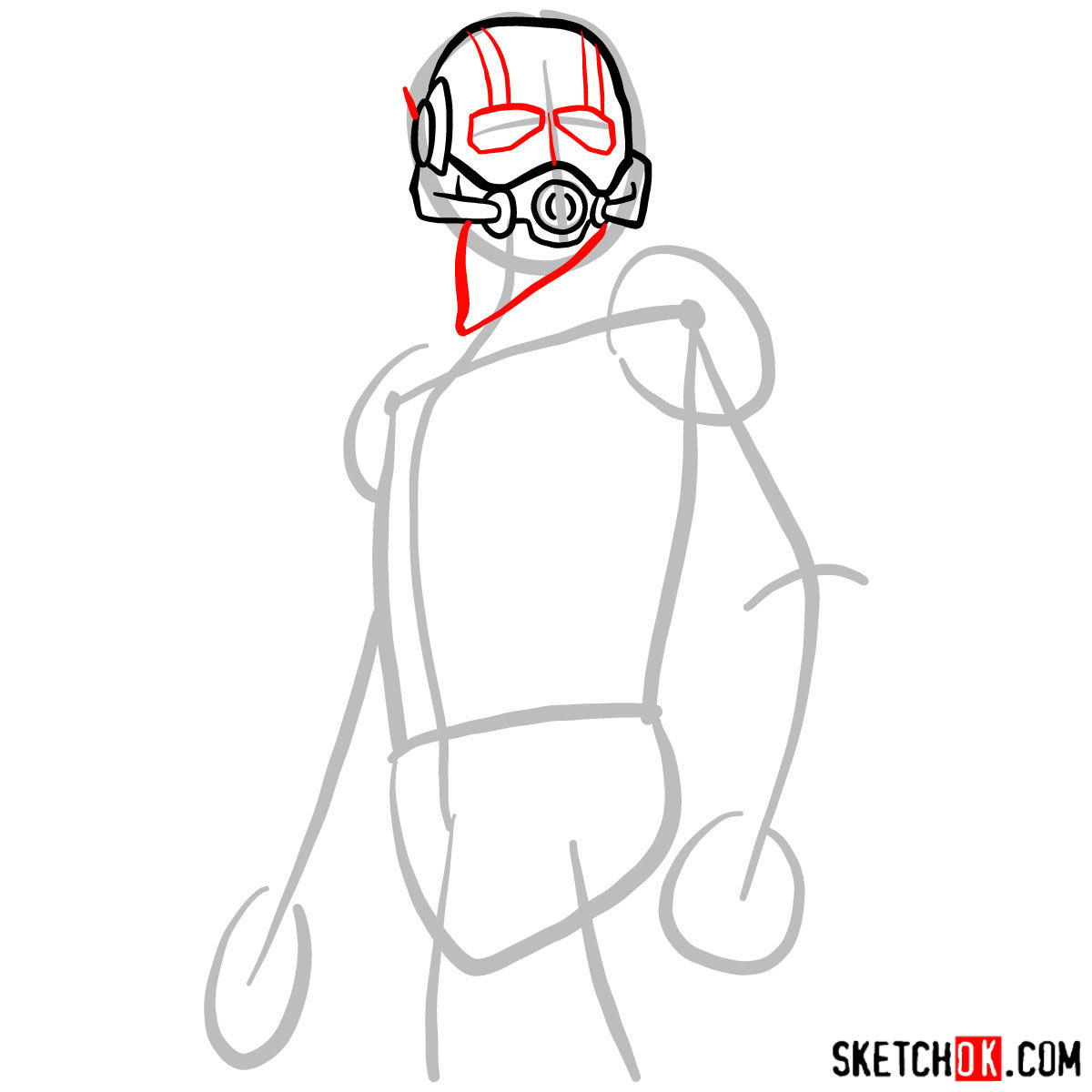 How to draw Ant-Man from 2015 film - step 04