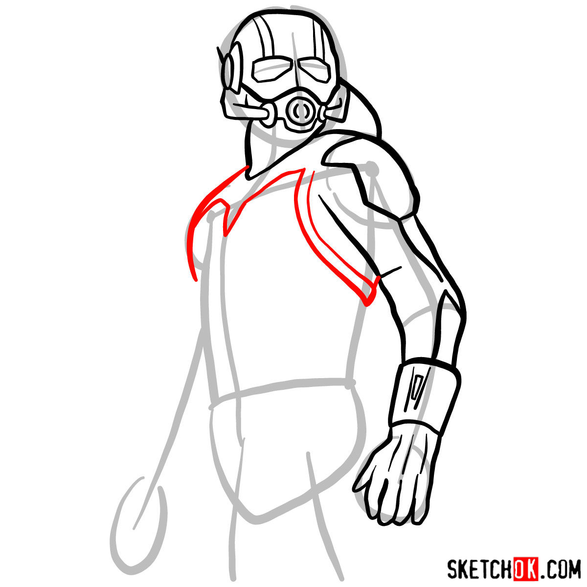 How to draw Ant-Man from 2015 film - step 07