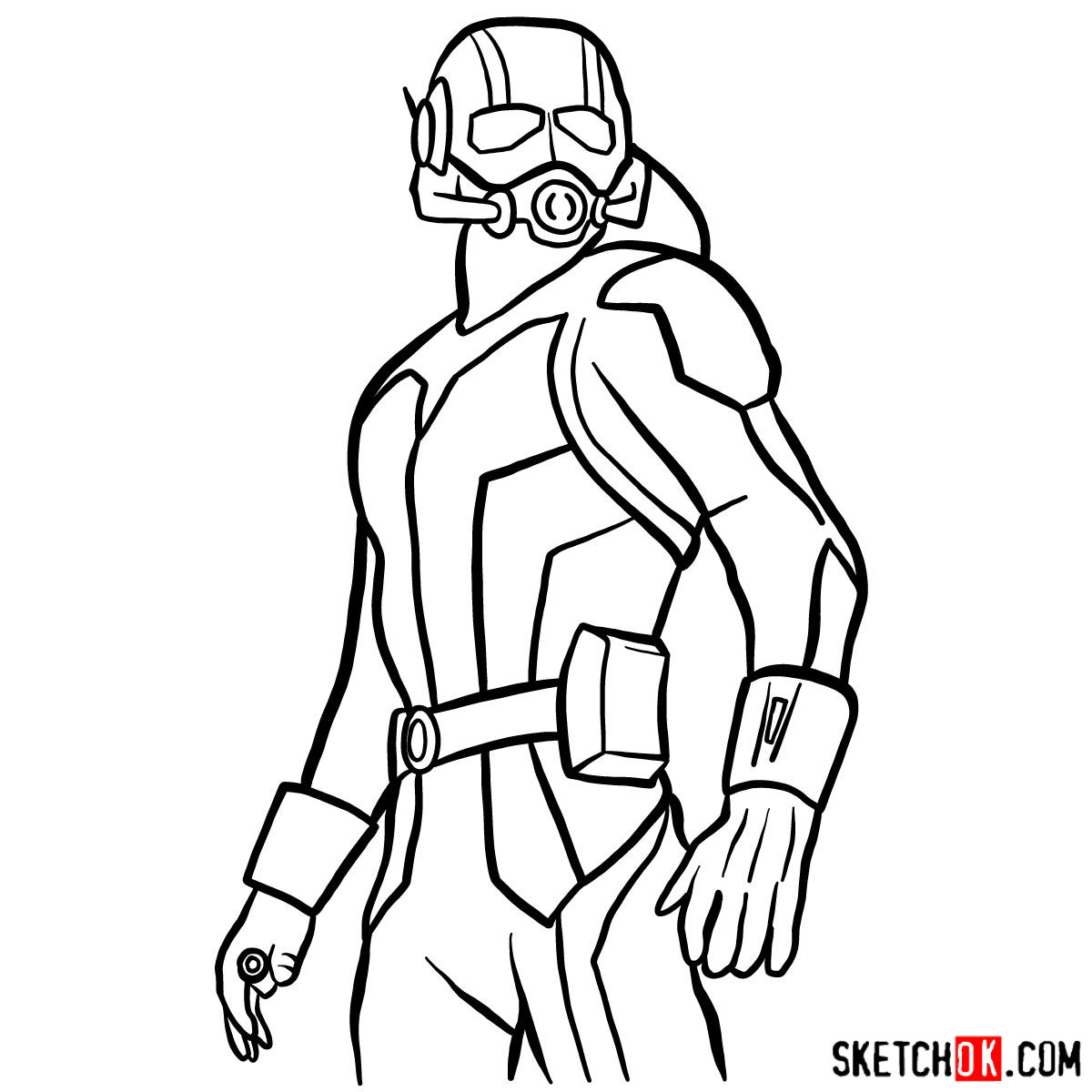 How to draw Ant-Man from 2015 film - step 13