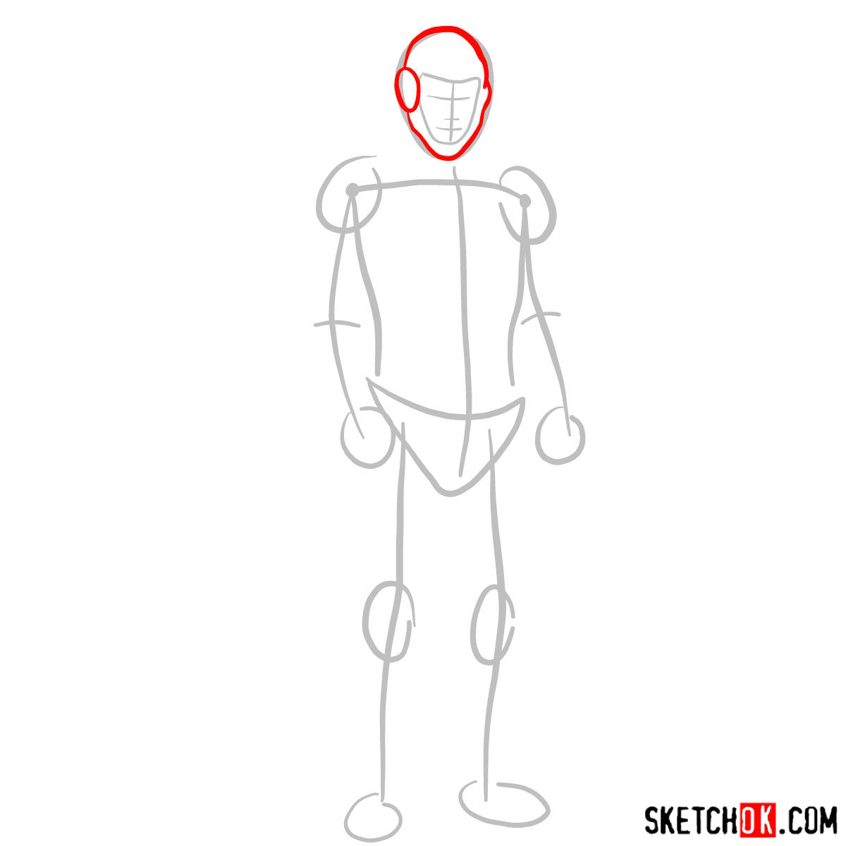 How to draw The Atom from DC Comics - step 02