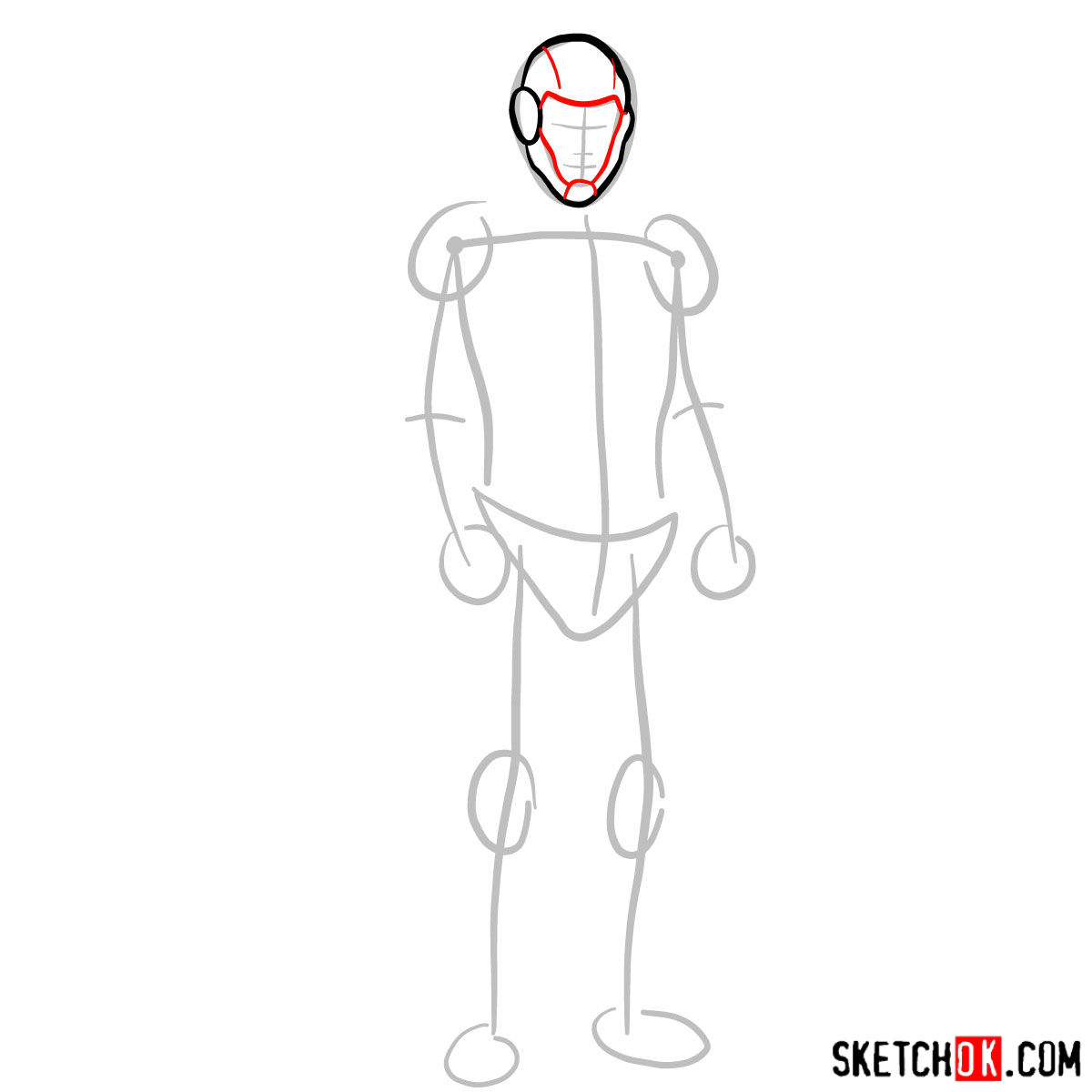 How to draw The Atom from DC Comics - step 03