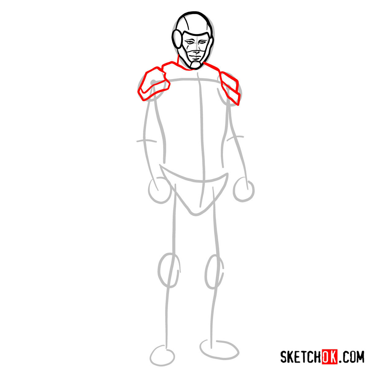 How to draw The Atom from DC Comics - step 05