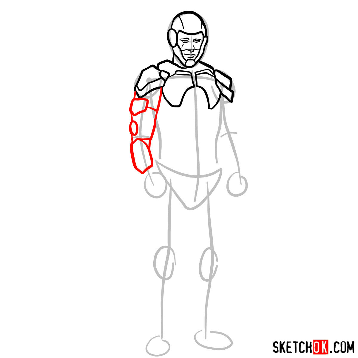 How to draw The Atom from DC Comics - step 07