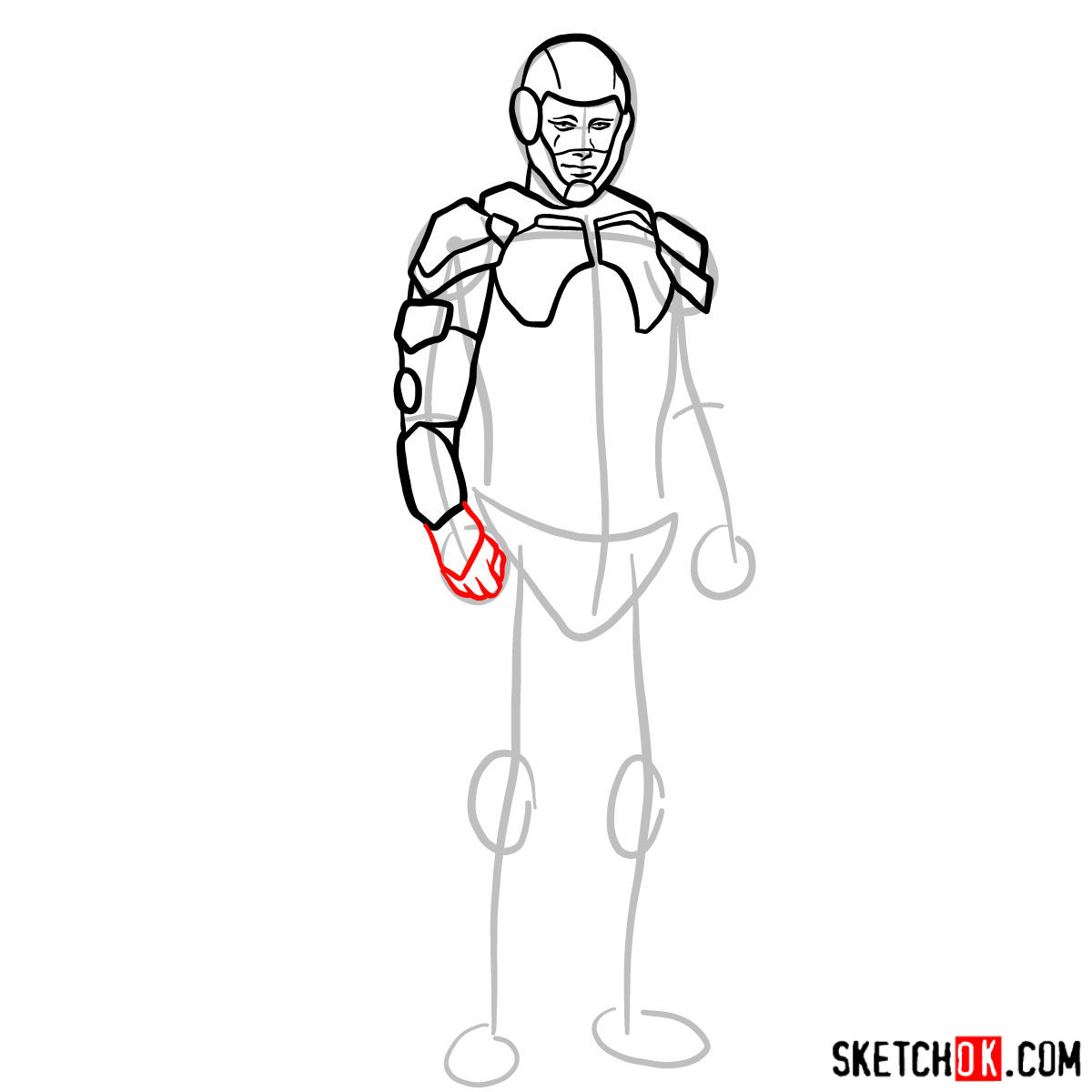 How to draw The Atom from DC Comics - step 08