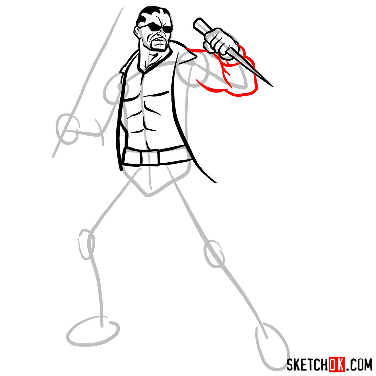 How to draw Blade from Marvel Comics - step 09