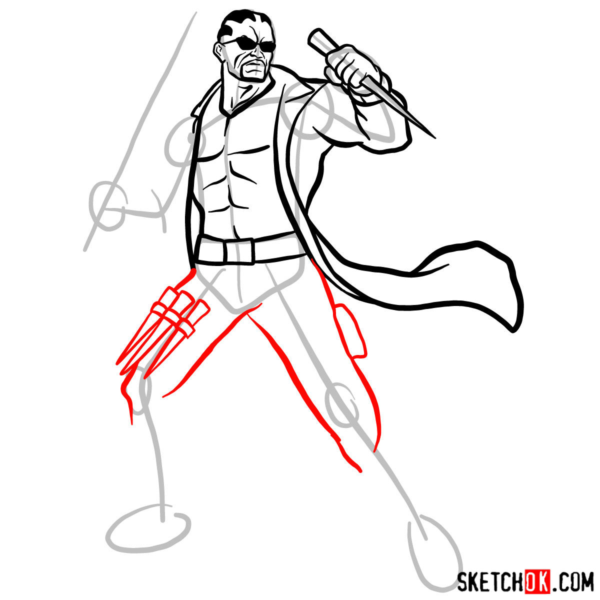 How to draw Blade from Marvel Comics - step 11