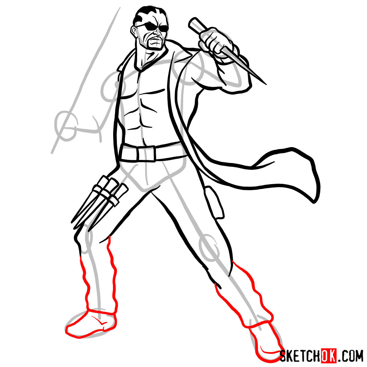 How to draw Blade from Marvel Comics - step 12