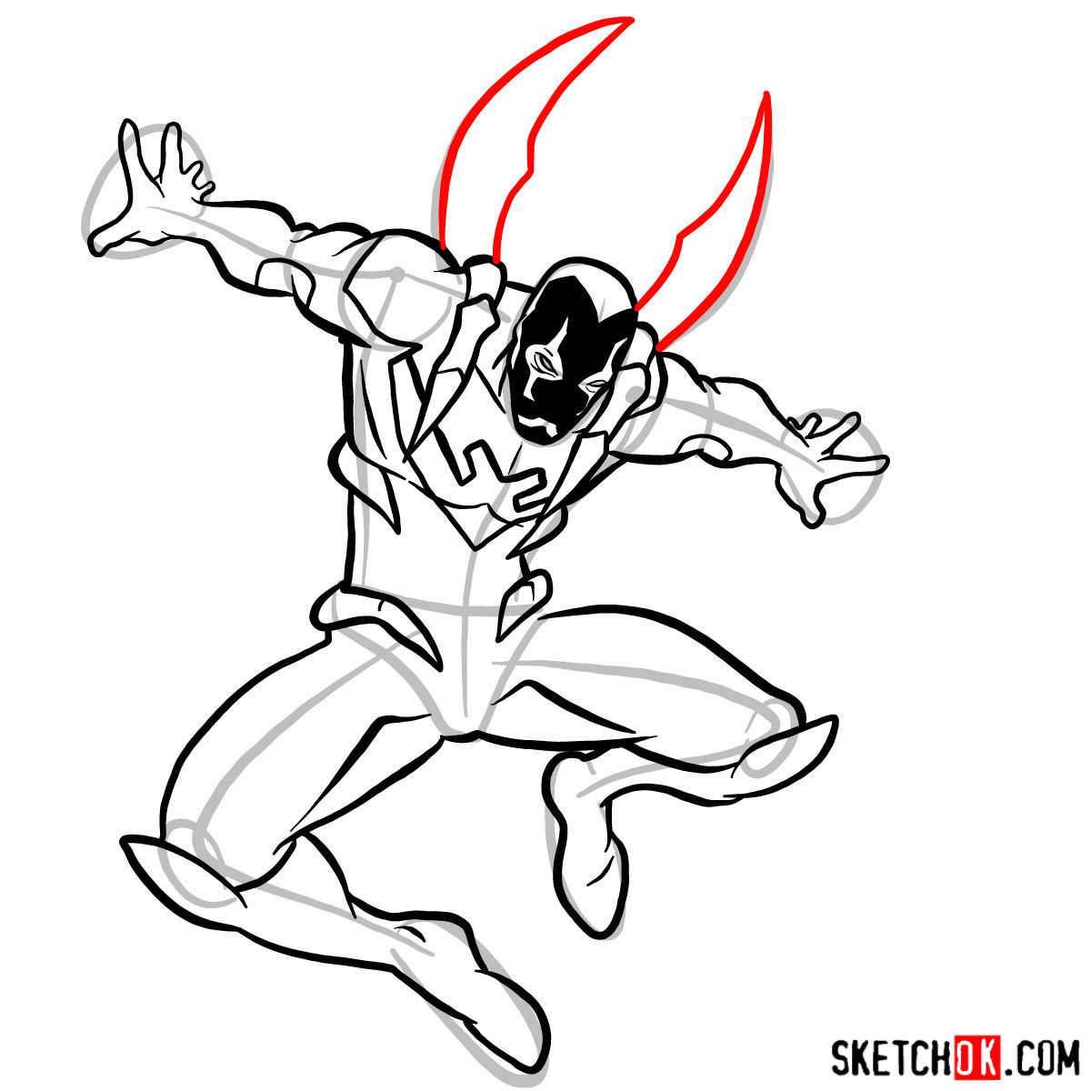 How to draw Blue Beetle (DC Comics) - step 12
