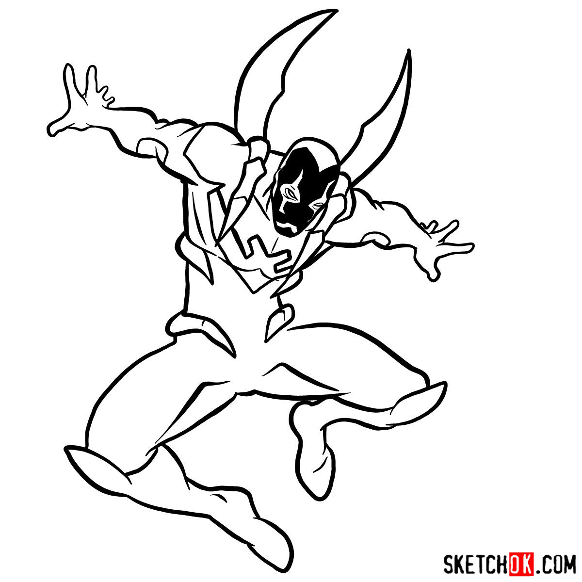 How to draw Blue Beetle (DC Comics) - step 13