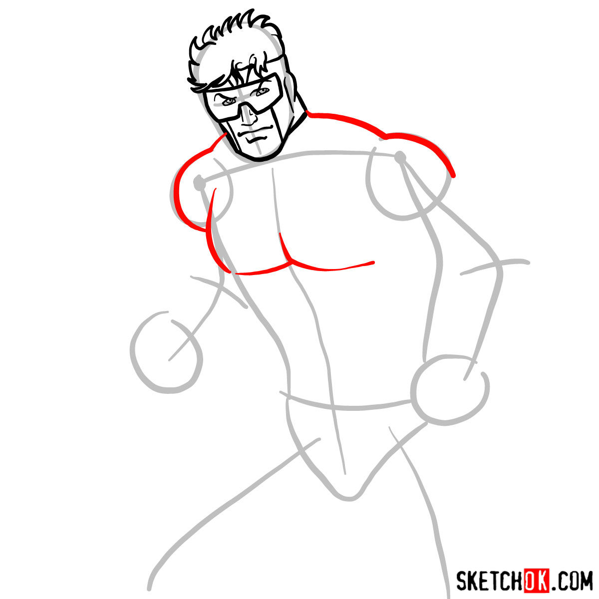 How to draw Booster Gold - step 05