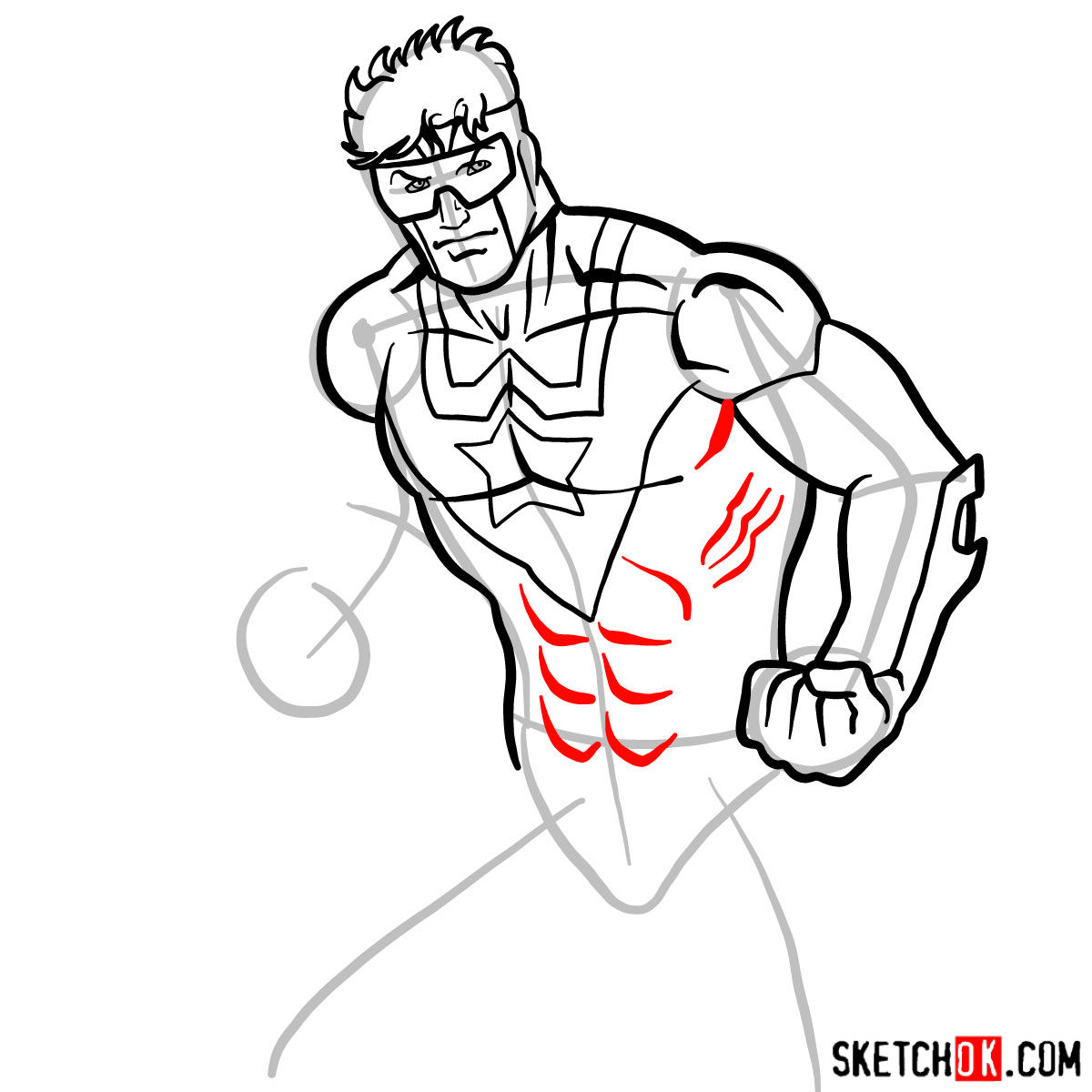 How to draw Booster Gold - step 09