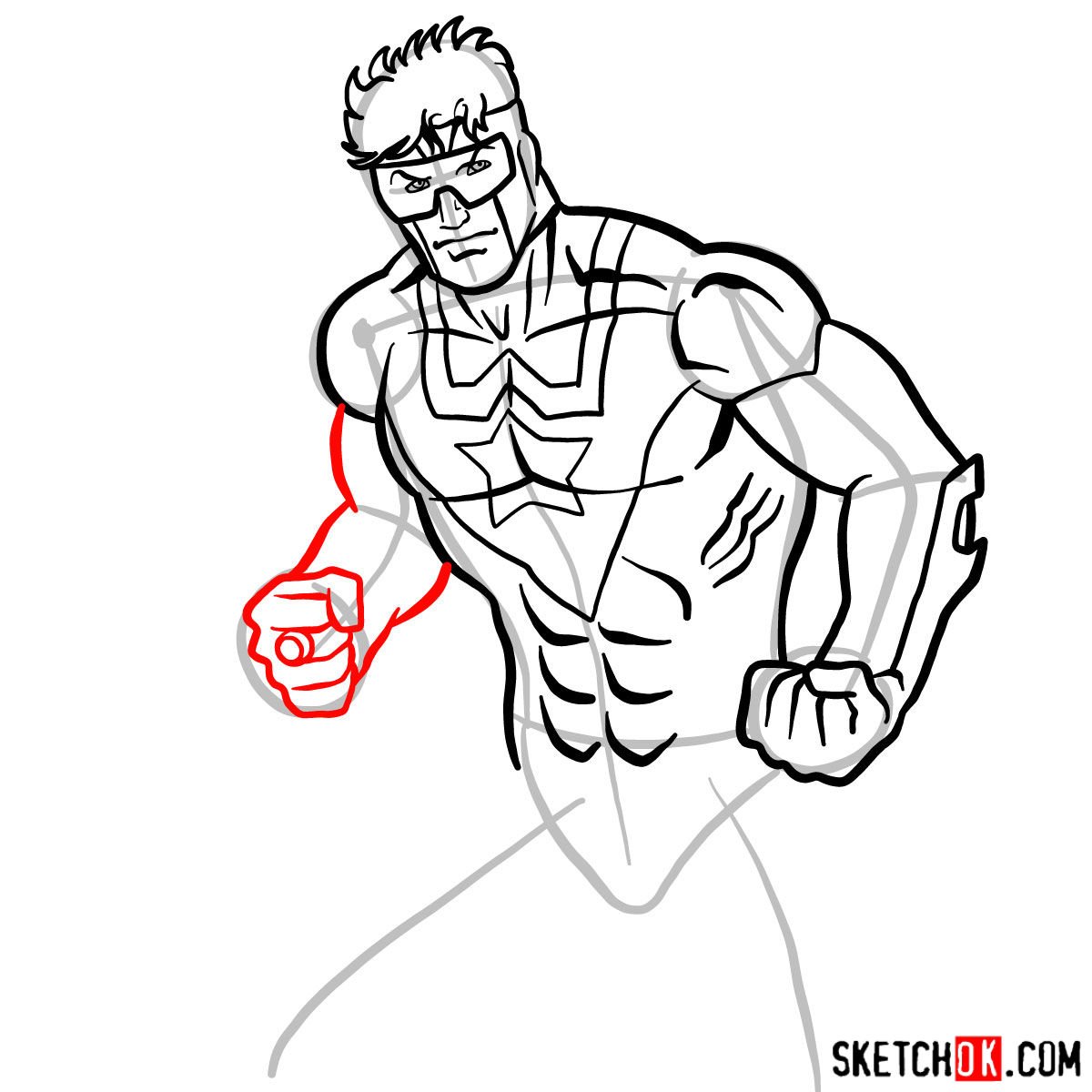 How to draw Booster Gold - step 10