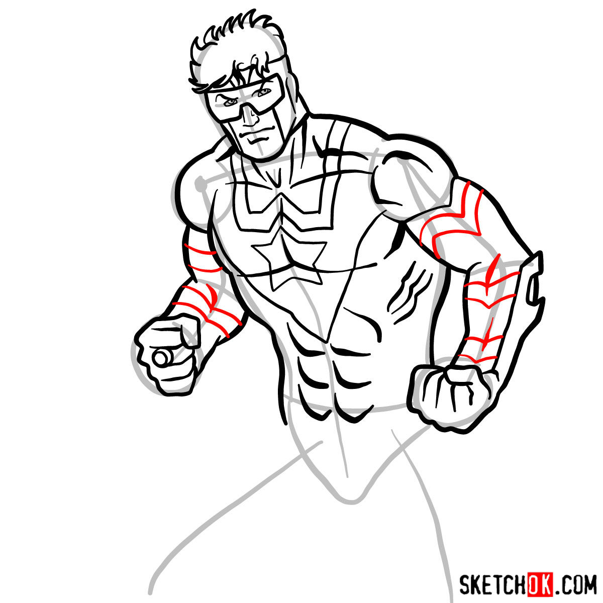How to draw Booster Gold - step 11
