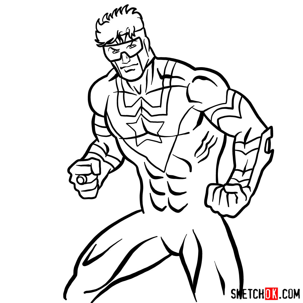 How to draw Booster Gold - step 13