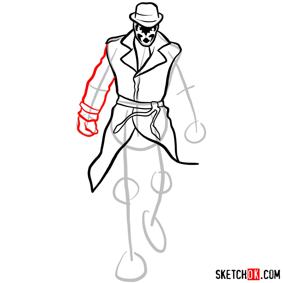 How to draw Rorschach from Watchmen - step 07