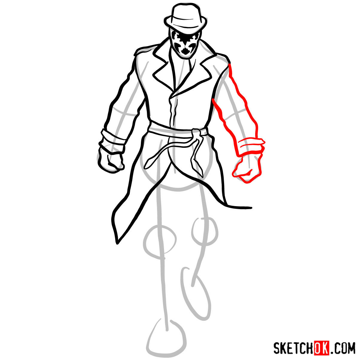 How to draw Rorschach from Watchmen - step 08