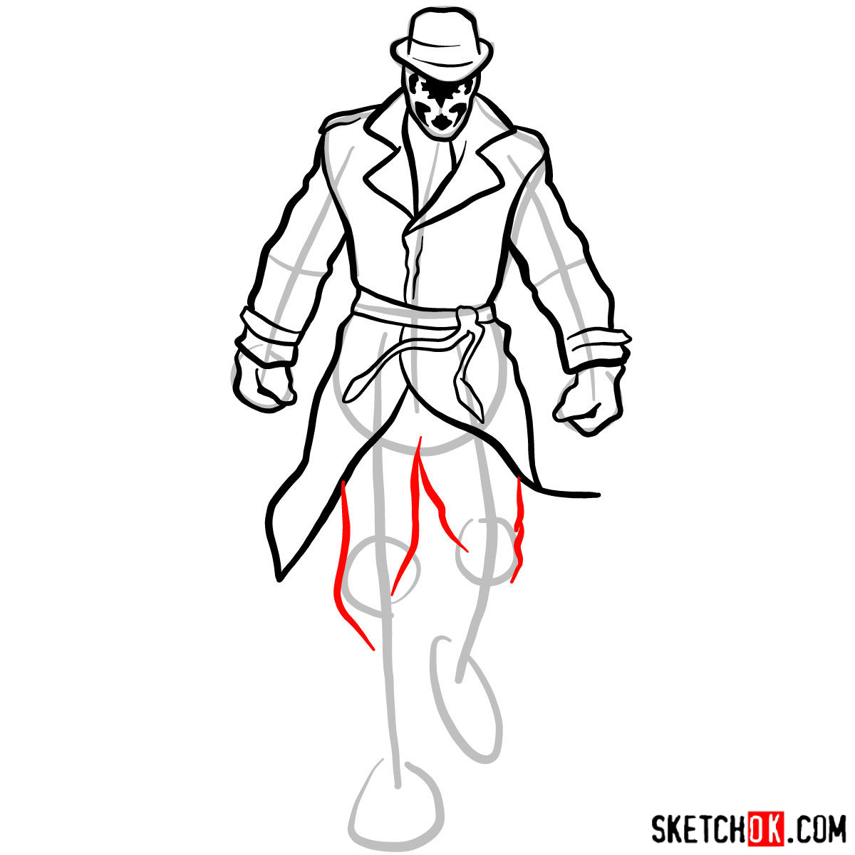 How to draw Rorschach from Watchmen - step 09