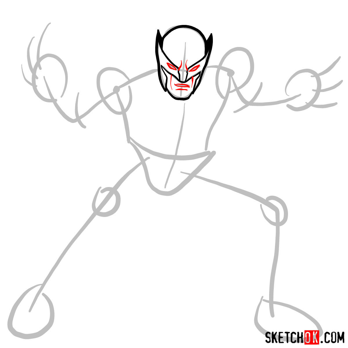 How to draw Wolverine in his superhero suit - step 04